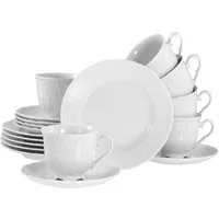 CreaTable Kaffeeservice Rokoko, Service 18-tlg. (18-tlg), 6 Personen, Porzellan, Daily Use, Zeitlos