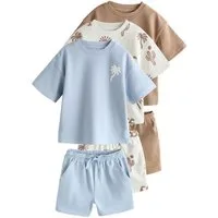Next T-Shirt & Shorts Kurzärmeliges T-Shirt und Shorts im 3er-Set (6-tlg)