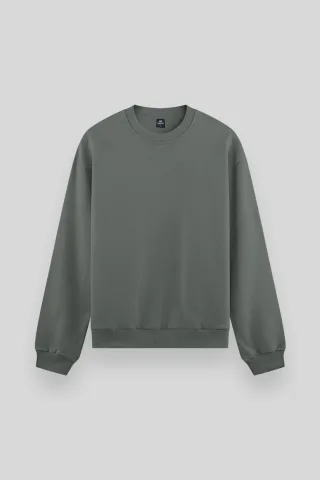 Herren Unifarben Rundhals-Sweatshirt