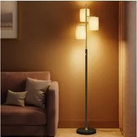 VASAGLE Stehlampe Stehleuchte, Standleuchte mit 3 Glühbirnen, verstellbare Helligkeit, modern, Lampenschirm aus Stoff