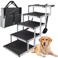Petigi Hunderampe Hundetreppe Anti Rutsch Einstiegshilfe faltbar 5 Stufen Hundeleiter