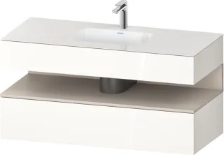 Duravit Qatego Einbauwaschtisch mit Konsolenwaschtischunterbau Weiß Hochglanz 1200x550x600 mm - QA47 QA4787091220010