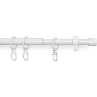 Bestlivings Gardinenstange mit dekorativen Endstücken 120-220 cm, Ø 16 mm, 1-läufig, ausziehbar, Wandträger, verschraubt, Metall, inkl. Ringe mit Faltlegehaken und Befestigungsmaterial