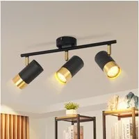 ZMH Deckenstrahler 2/3/4 Flammig-GU10 Schwarz-Gold Modern Deckenlampe für Wohnzimmer, Einfache Installation, ohne Leuchtmittel