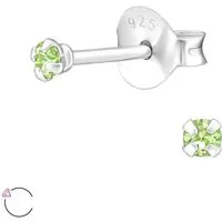 BUNGSA Ohrring-Set Hellgrün - Ohrstecker mit 2mm LA CRYSTALE Kristall 925 Silber Damen (1 Paar (2 Stück), 2-tlg), Ohrschmuck Ohrringe