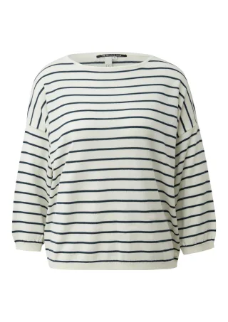 qs - Strickpullover blau/creme - Gr. - M