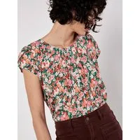 Apricot T-Shirt Ditsy Floral Top mit Tulpenärmeln