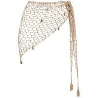 FOUORTUNATE-BEE Sarong Dreieckiges Häkel-Strandtuch Wickelrock Damen Sommer Bademode, Strandrock Damen mit Muschel Dekor Kurzer Häkelrock Strandurlaub