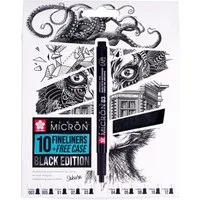 Talens Fineliner Sakura Pigma Micron Black Edition Set, (10-tlg), inkl. Case/Etui