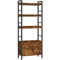 Hoobro Bücherregal Bücherschrank mit Türen und Ablage, Standregal, Aufbewahrungsregal mit 4 Ebenen, für Wohnzimmer, Büro, Küche, Arbeitszimmer und Flur