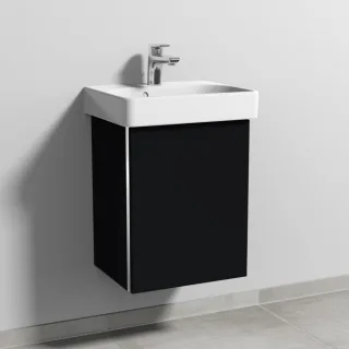 Sanipa 3way Waschtischunterbau zu Geberit Smyle Square Waschtisch mit 1 Tür, Schwarz-Matt BS66908