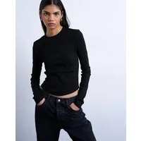 TOPSHOP Langarmshirt TSBEA LS RIB CURVED HEM TOP JRS NOOS Baumwollmischung, normal geschnitten