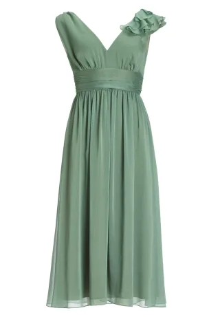 SWING - Cocktailkleid aus Crinkle Chiffon mit Volant Detail pistachio green - Gr. - 38