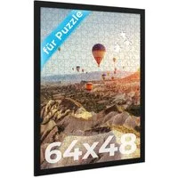 PHOTOLINI Bilderrahmen für Puzzle, Puzzlerahmen mit Acrylglas zum Aufhängen, für 1 Bilder (1 Einzelrahmen), 1000 Teile im Endformat 48x64 cm