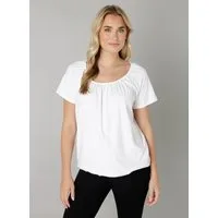 Base Level T-Shirt Yona mit Raffung am Rundhalsausschnitt