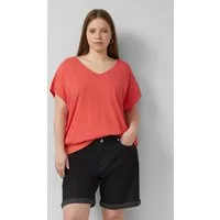 QS Kurzarmshirt T-Shirt Baumwollshirt mit Spitzeneinsatz