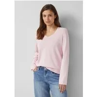 s.Oliver Longpullover Strickpullover Feinstrickpullover mit V-Ausschnitt und Rollkante am Saum
