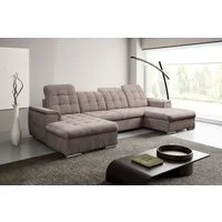 WERK2 Wohnlandschaft Napoli zeitlos, elegant, bequem, Breite 330cm, U-Form, verstellbare Kopfteile, mit Schlaffunktion und Bettkasten