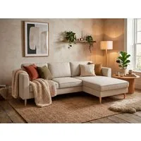 Home affaire Ecksofa Booster, whlw. mit Schlaffunktion & Bettkasten, Fuß Buche lackiert, Recamiere beidseitig montierbar, L-Form, in Cord & Struktur, B: 232 cm