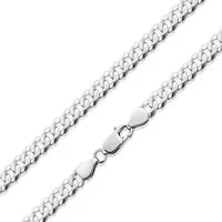 Materia Silberkette Herren Panzerkette diamantiert 6mm K79, 925 Sterling Silber, rhodiniert