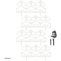 HTI-Living Zierzaun Zierzaun Nessa Solar Lilie 4-teilig Weiß, (Set, 4-St., 4 Zaunelemente inkl. Solarbeleuchtung), 4 Zaunelemente inkl. Solarbeleuchtung