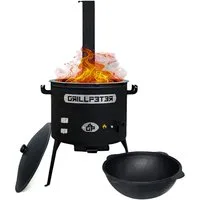 Grillpeter Holzkohlegrill Utschak Asamat mit Kazan aus Gusseisen 12L