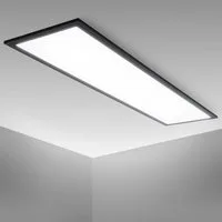 B.K.Licht Deckenleuchte LED Panel Schwarz Decke 100x25cm Wohnzimmer - BKL1497, LED fest integriert, 4000K - Neutralweiß, Deckenlampe 22W 2200lm 4000K neutralweiß Büro Flur