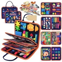 FOUORTUNATE-BEE Lernspielzeug Montessori Spielzeug ab 3 Jahren (Geschenke für Junge Mädchen, Kleinkinder Activity Board, Kinder Sensorik Lernspielzeug, Motorikbrett für Reise)