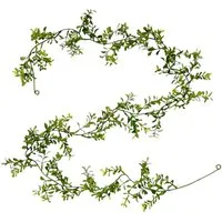 Kunstgirlande Künstliche Buchsbaumgirlande mit Blüten 190cm. Filigrane Girlande GRÜN, naninoa GmbH, Höhe 190.00 cm