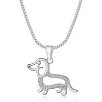 NAHLE Kette mit Anhänger Silber Halskette Dackel Tierliebhaber Kette (inklusive Schmuckbox), 925 Silber Anhänger - hochglanzpoliert