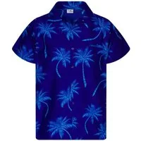 King Kameha Hawaiihemd "Palmshadow" Funky Hawaii-Hemd Herren Kurzarm Front-Tasche Sommerhemd