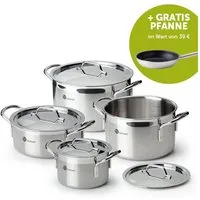 tischwelt Geschirr-Set Topf-Set 4-tlg. Cook Love + gratis Pfanne, Aluminium, Edelstahl 18-10