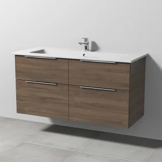 Sanipa 3way Keramik-Set Venticello Keramik-Waschtisch und Unterbau mit 4 Auszügen, Eiche-Arizona UM32780