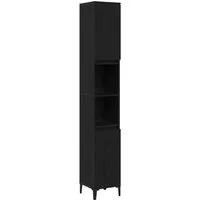 vidaXL Badezimmerspiegelschrank Badezimmerschrank mit Tür Schwarz Eichen-Optik 30 x 30 x 190 cm (1-St)