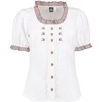 Orbis Textil GmbH & Co. KG Trachtenbluse Trachtenbluse - DEBBY - weiß/mittelblau, weiß/mittelbraun