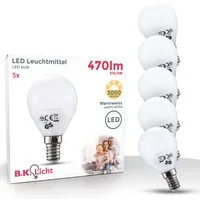 B.K.Licht LED-Leuchtmittel, E14, 5 St., Warmweiß, LED-Lampe Glühbirne 5 Watt 470 Lumen 3.000 Kelvin Energiesparlampe