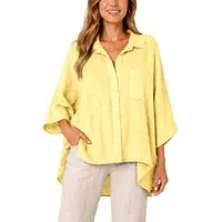 dy_mode Hemdbluse Damen Leinenbluse Oversize Hemdbluse Kurzarm Tunika Vokuhila in Unifarben, Oversized Optik, Vokuhila-Schnitt