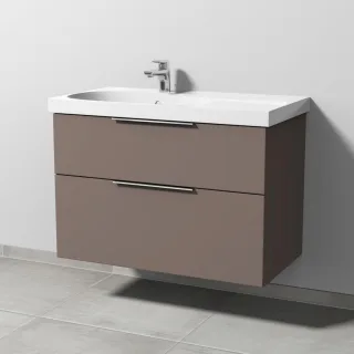 Sanipa 3way Waschtischunterbau zu Geberit Acanto Waschtisch mit 2 Auszügen, Taupe-Matt UP4191T