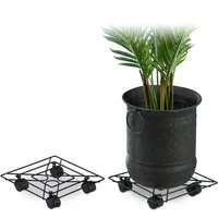 relaxdays Blumentopfuntersetzer Pflanzenroller eckig 2er Set
