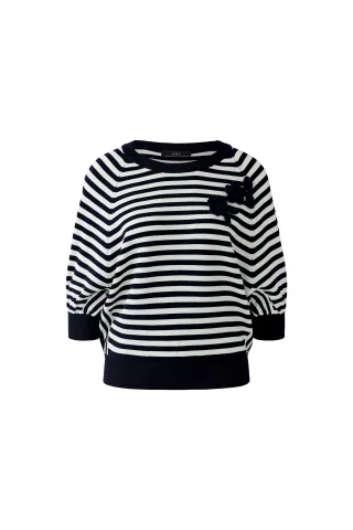 Oui - Pullover dk blue white - Gr. - 42