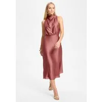 SWING Cocktailkleid - Midi Kleid aus Satin mit Drapierung Taillierter Schnitt mit ausgestelltem Rockteil
