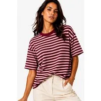 Worldclassca T-Shirt WORLDCLASSCA T-Shirt Streifen Halbarm Oversize Sweat Shirt Gestreift Neue Kollektion - Stilvolle und gemütliche Mode für Damen