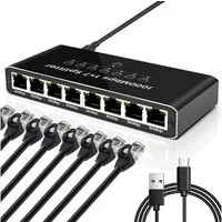 Bundviel LAN Splitter 1 auf 4 Gigabit Ethernet Switch 4-Port Verteiler Netzwerk-Switch