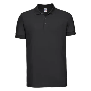 Russell Herren Stretch Kurzarm-Poloshirt (Schwarz)