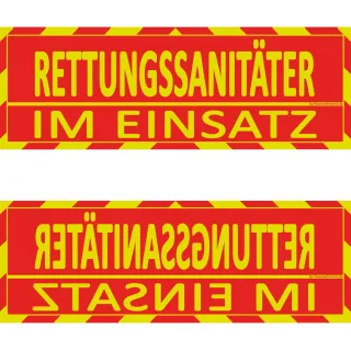 Einsatz Wendeschild WSB2 für die Sonnenblende "Rettungssanitäter im Einsatz"  "Rettungssanitäter im Einsatz"