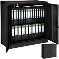 tectake Aktenschrank Büroschrank mit 3 Böden, abschließbar, 90x40x90 cm (Komplettset, 1-St., inkl. Schlüssel) aus pulverbeschichtetem Stahl