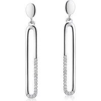 Materia Paar Ohrhänger Damen Pendel Ohrstecker lang Zirkonia SO-237, 925 Sterling Silber, rhodiniert