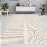 Carpetia Designteppich Kurzflor Teppich mit 3D-Effekt, rechteckig, Höhe: 14 mm, weich, pflegeleicht und für Fußbodenheizung geeignet