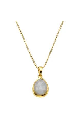 Jamelli Anhänger mit Kette 925 Silber rhodiniert Mondstein weiß
