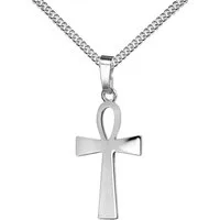 JEVELION Kreuzkette ägyptisches Kreuz 925 Silberkreuz - Made in Germany (Silberanhänger, für Damen und Herren), Mit Silberkette 925 - Länge wählbar 36 - 70 cm oder ohne Kette.